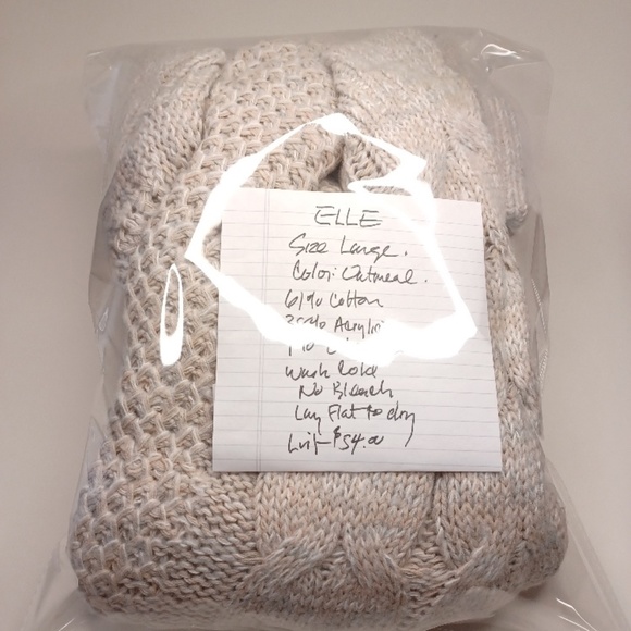 Women's ELLE Sweater. Size Large. Color Oatmeal. - Picture 16 of 16